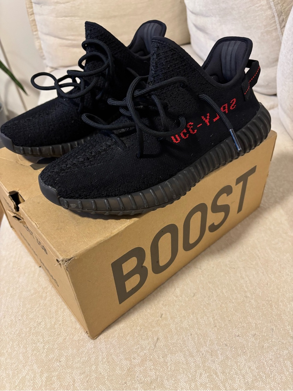 Yeezy Boost 350 V2 Black with Red Accents